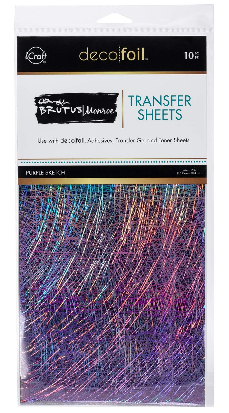 iCraft Deco Foil Transfer Sheets by Brutus Monroe, 6" x 12", 10 Sheets per Pack, Purple Sketch - Image 1